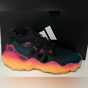 Adidas Trae Young 3 J Pink Acid Orange Black Men's Basketball Shoes SZ 10